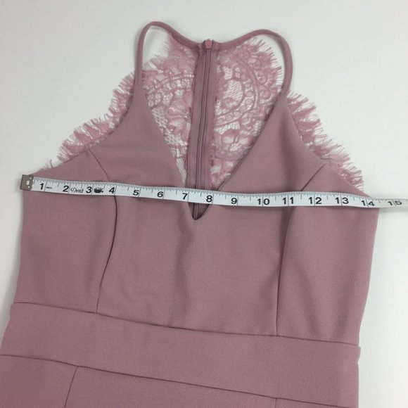 Mauve Bodycon Mini Dress with Lace Detail - Picture 3 of 6